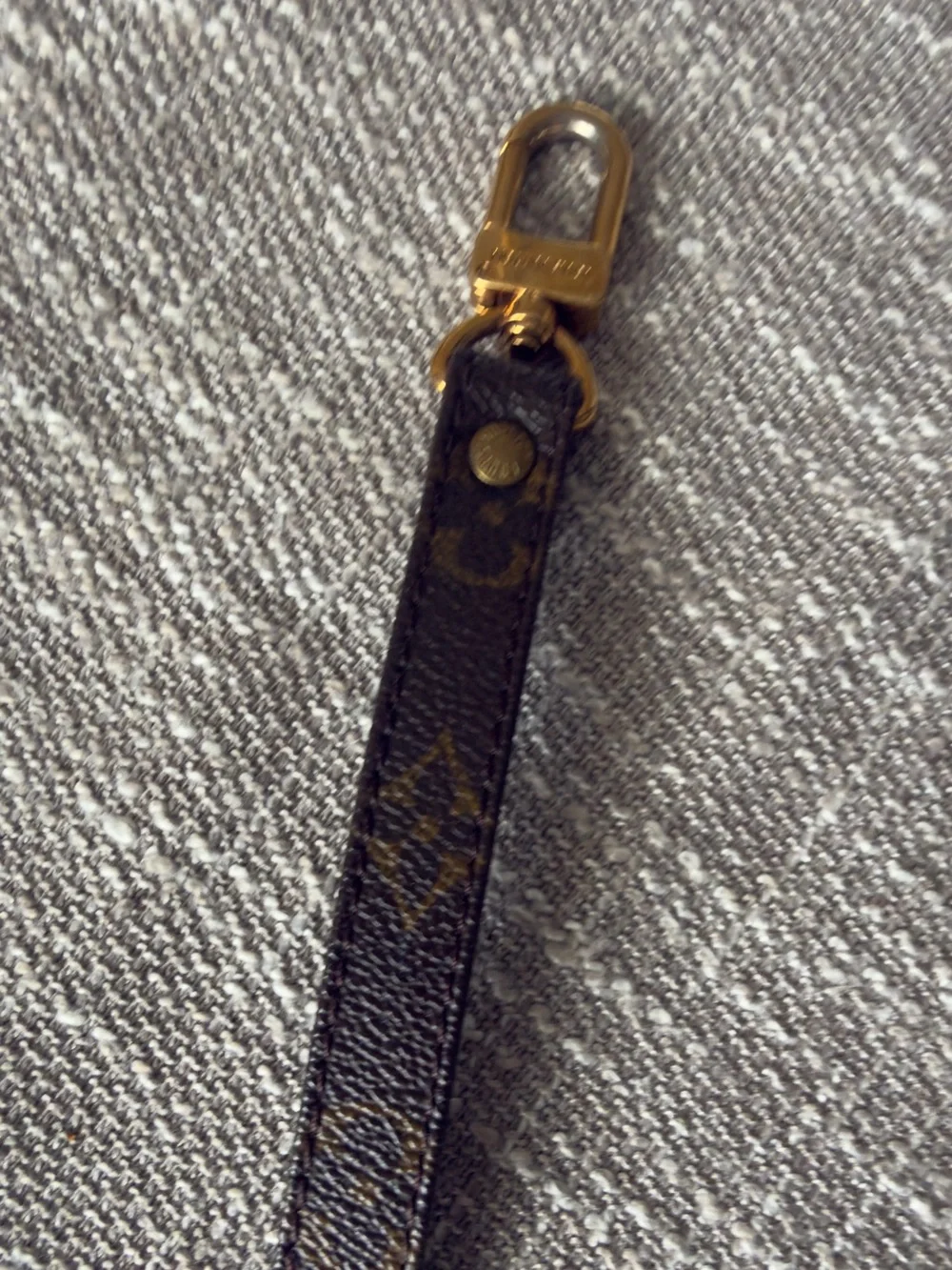 Monogram Brown Leather Shoulder Strap with Gold Hardware